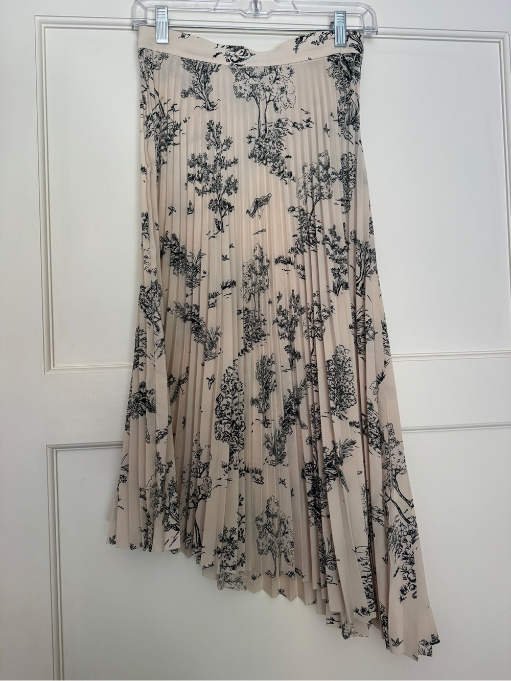 & Other Stories Cream Pleated Asymmetric Skirt with Toile Print